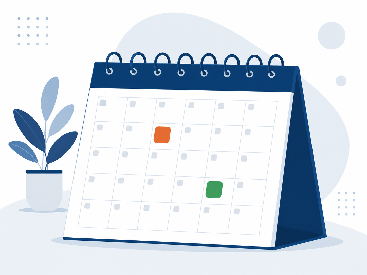 Ilustración de un calendario con fechas resaltadas, representando el calendario de pagos del CRIM